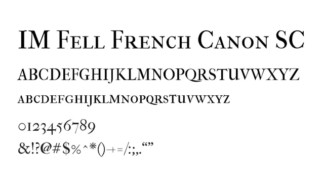 IM Fell French Canon SC, elegant, classical