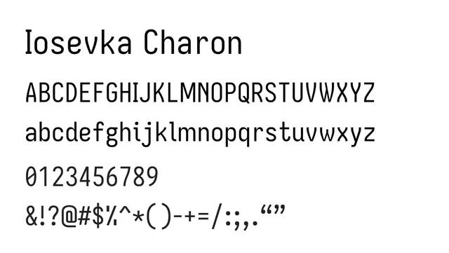 Iosevka Charon, modern, minimal