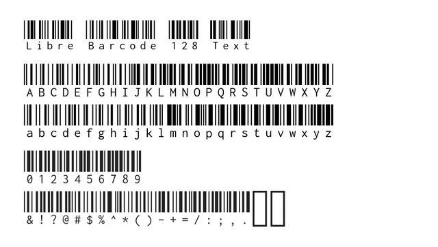 Libre Barcode 128 Text, technical, functional