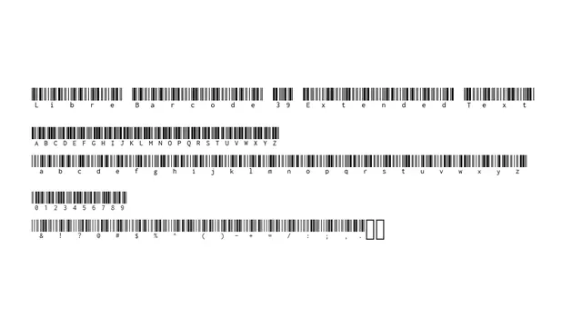 Libre Barcode 39 Extended Text, technical, functional