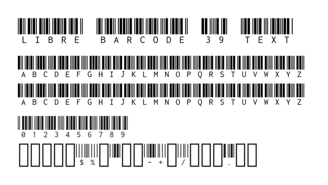 Libre Barcode 39 Text, technical, utilitarian