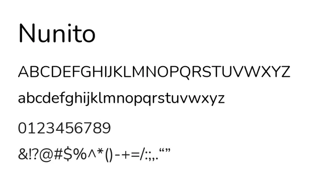 Nunito, modern, geometric-inflected
