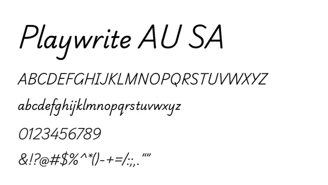 Playwrite AU SA, elegant, formal