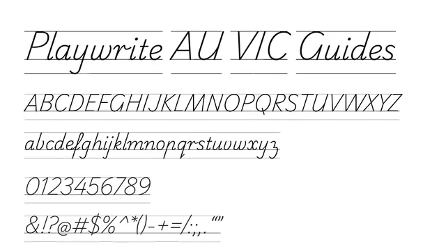 Playwrite AU VIC Guides, elegant, formal