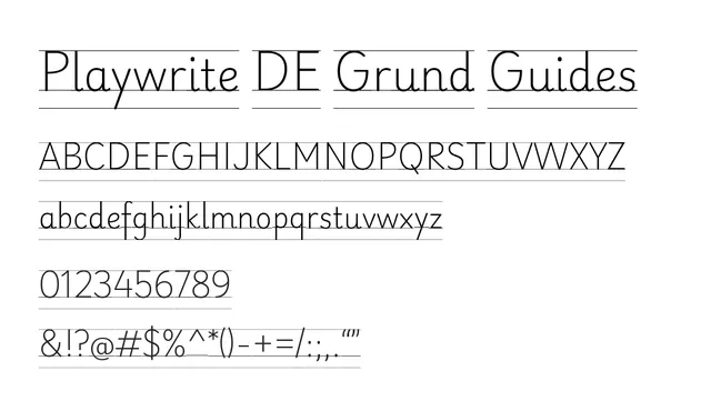 Playwrite DE Grund Guides, minimal, clean
