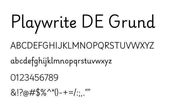 Playwrite DE Grund, minimal, clean