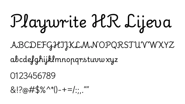 Playwrite HR Lijeva, educational, italic