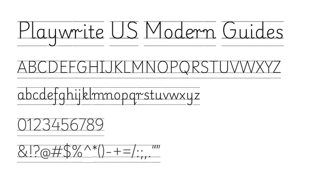 Playwrite US Modern Guides, modern, geometric