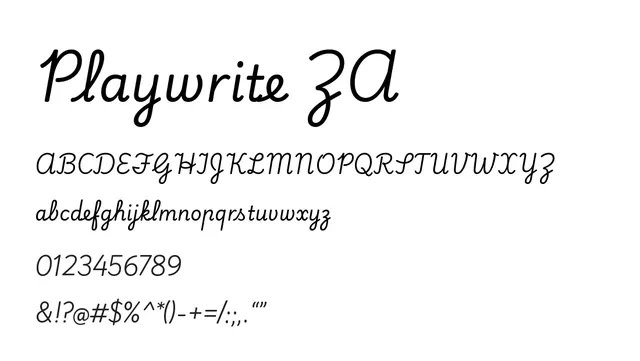Playwrite ZA, elegant, warm