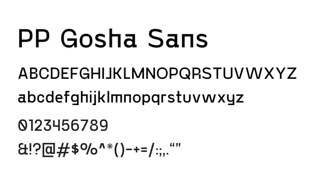 PP Gosha Sans, bold, modern