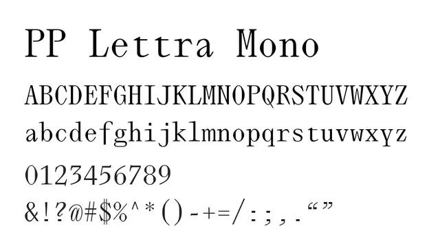 PP Lettra Mono, technical, neutral