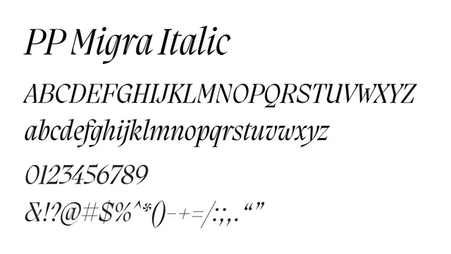 PP Migra Italic, elegant, refined