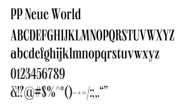 PP Neue World, elegant, high-contrast