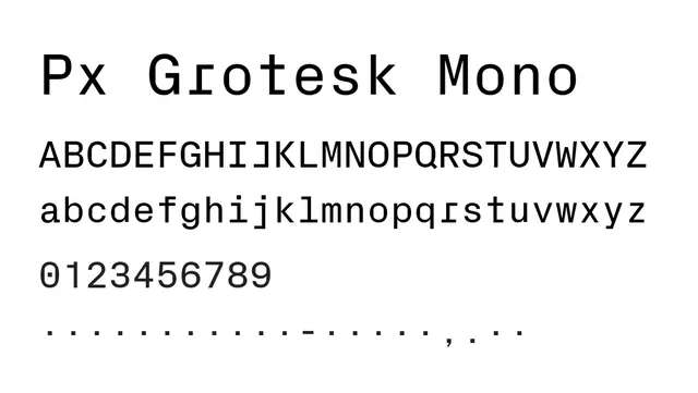 Px Grotesk Mono, technical, clean