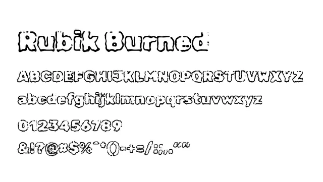 Rubik Burned, outlined, hollow