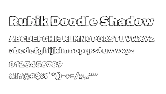 Rubik Doodle Shadow, playful, outlined
