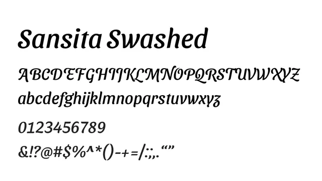 Sansita Swashed, italic, swashed