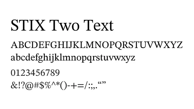 STIX Two Text, traditional, formal