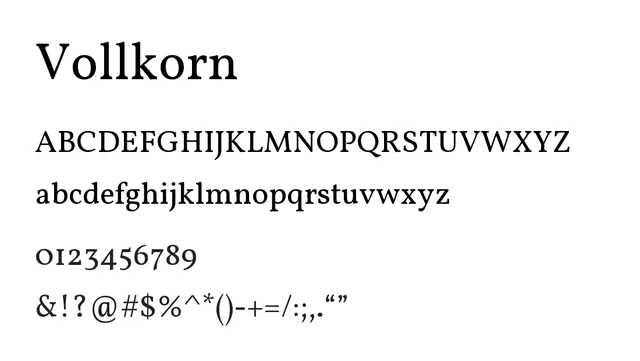 Vollkorn, warm, elegant