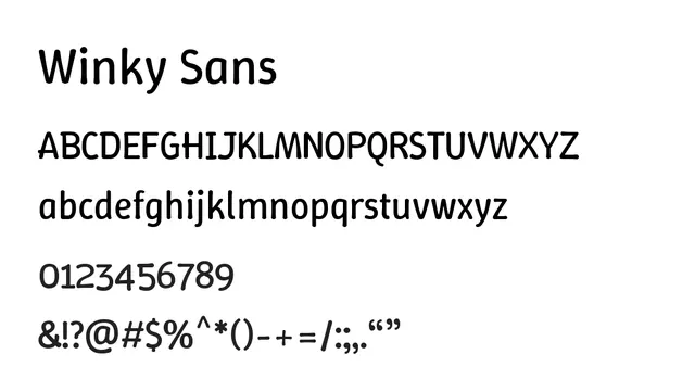 Winky Sans, playful, friendly