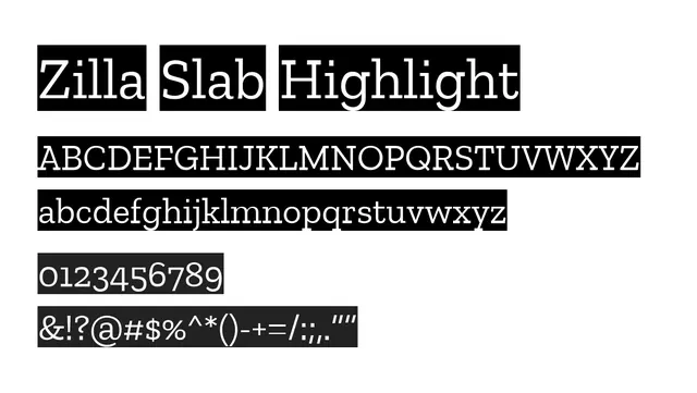 Zilla Slab Highlight, bold, modern