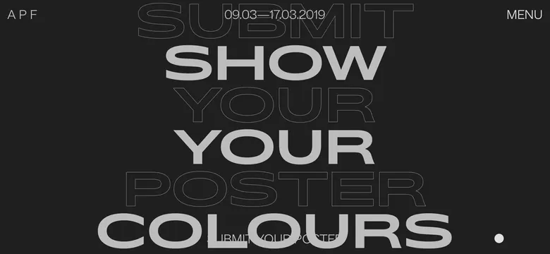 Antwerp Poster Festival typography banner, editorial, geometric, dark