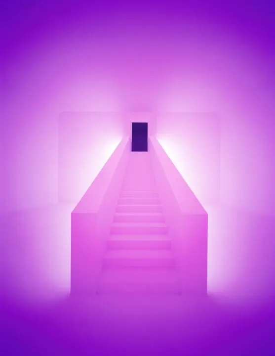 Glowing Magenta Stairway, minimal, 3d-render, vibrant