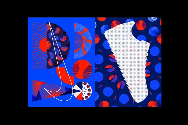 Nike Le Quartier branding concept, bold, geometric, dark