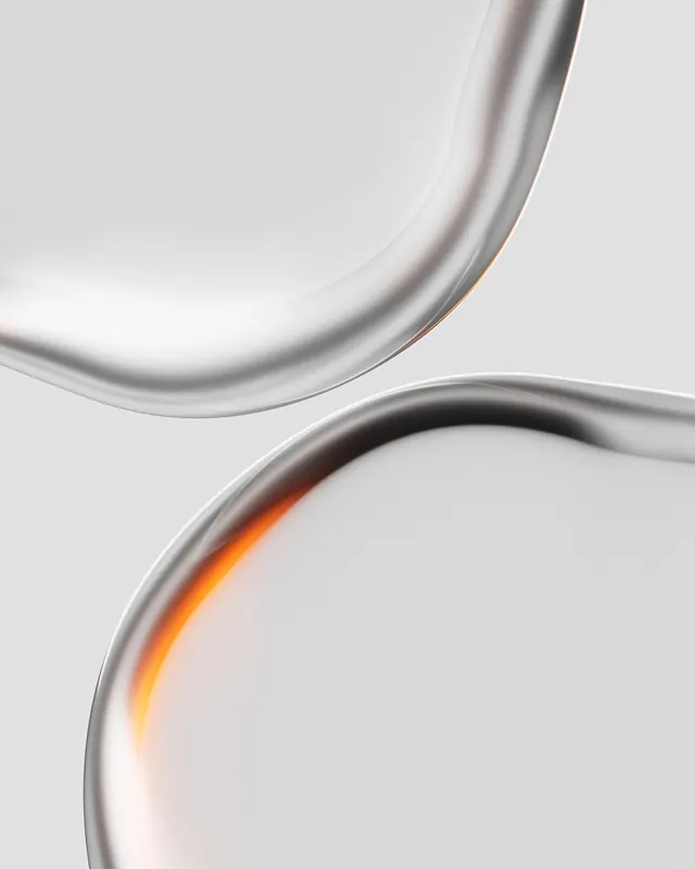 Metallic forms with orange edge glow, minimal, 3d-render, light