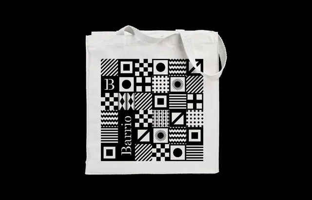 Geometric monochrome tote bag design, swiss, geometric, monochrome