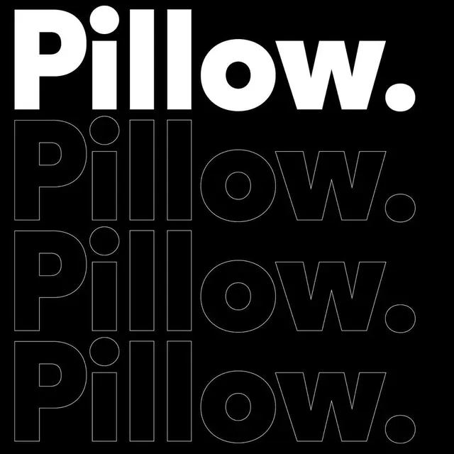 Pillow typography stacked text, monochrome, minimalist, monochrome