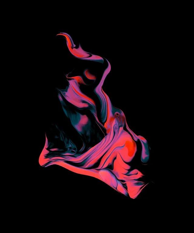 Fluid pink and teal abstract on black, abstract, gradient-heavy, dark