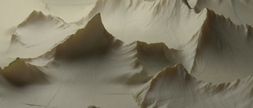 Cream 3D topography miniature render, abstract, minimal, warm