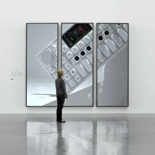 SearchSystem interactive wall display, technical, minimal, light