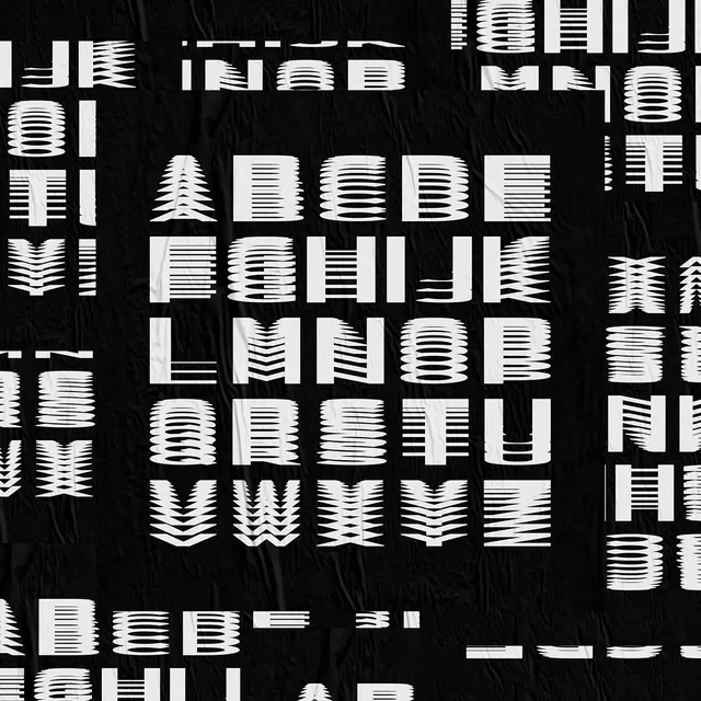 Scan-line text distortion effect, monochrome, technical, monochrome