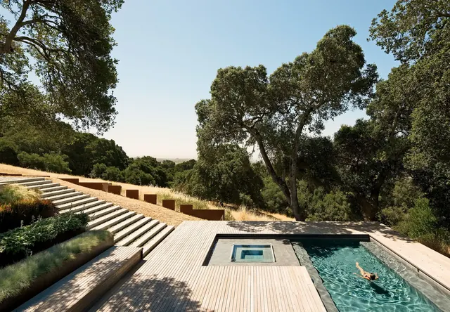 Architectural pool and landscape photography, photographic, minimal, cool