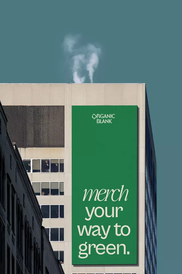 Organic Blank sustainability vertical sign, minimal, corporate-clean, cool