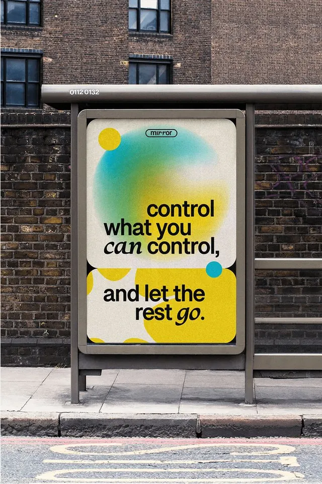 Transit shelter motivational poster with gradient, minimal, gradient-heavy, light