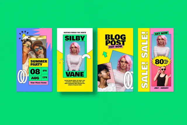 Playful retro collage, playful, retro, vibrant