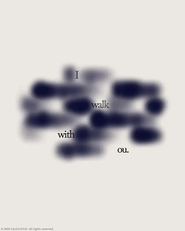 Blurred abstract text composition by Cecilia Erich, abstract, light
