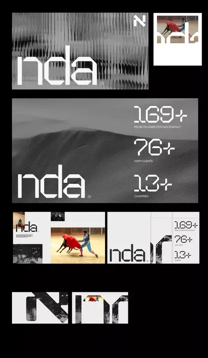 NDA monochrome type system, minimal, monochrome, dark