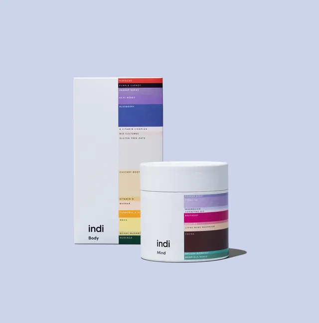 Indi skincare modular product packaging system, minimal, geometric, light