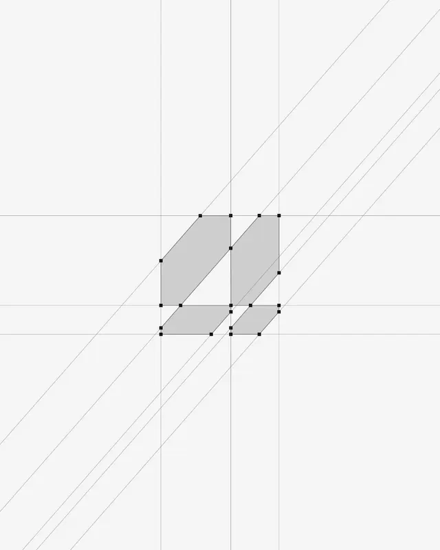 Isometric grid with shaded quadrilateral forms, abstract, geometric, light