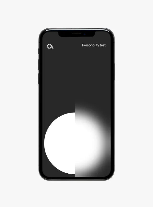 Dark mobile screen with radial gradient accent, minimal, dark-mode, dark