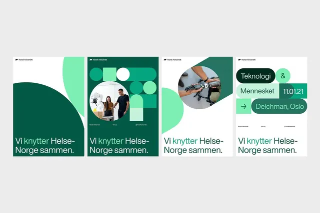 Modular promo cards with organic green shapes, minimal, geometric, light