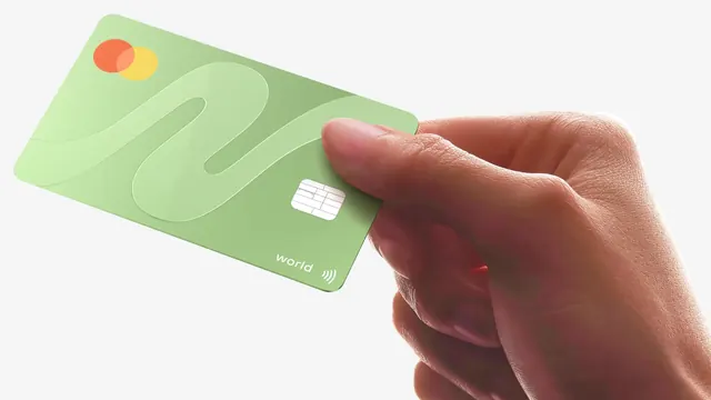 Payment card 3D mockup with hand, minimal, 3d-render, light