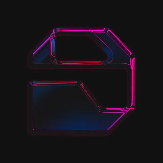 Neon Letter Typography Composition, dark-mode, neon, dark