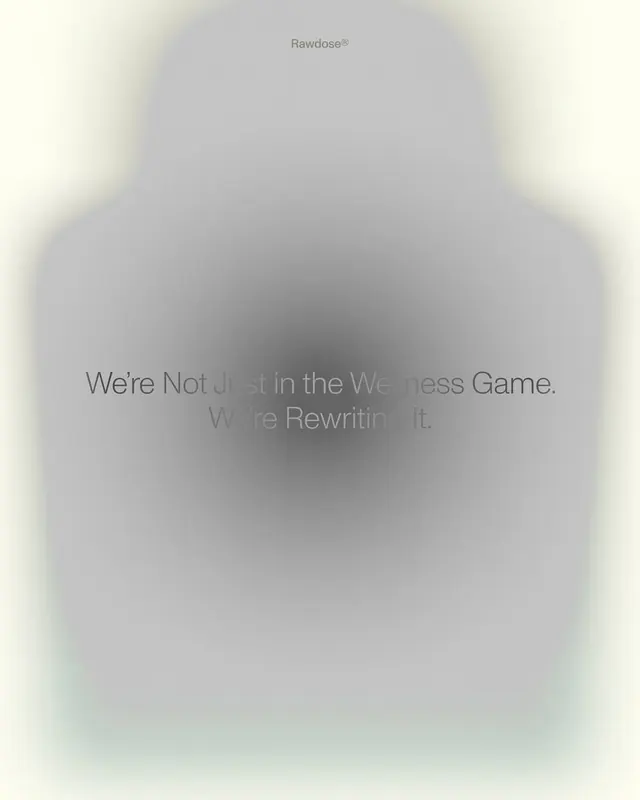 Minimalist wellness brand ad with blurred typography, minimalist, light-mode, monochrome