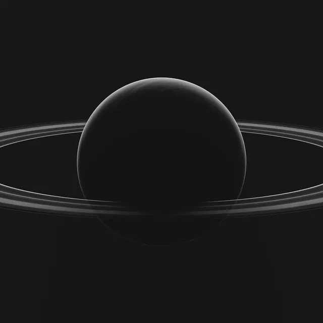 Minimalist 3D planet with rings render, minimalist, monochrome, monochrome