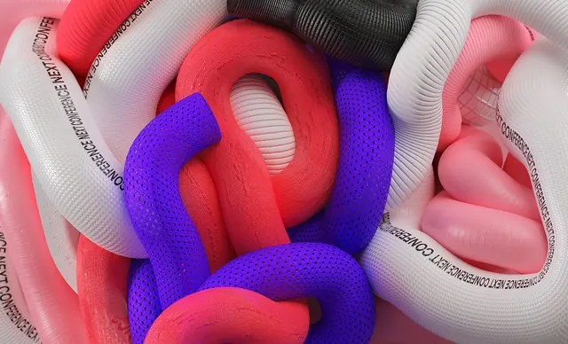 Dimensional 3D render with pink and purple, 3d-render, gradient-heavy, vibrant